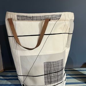 FERM living large organic cotton canvas  laundry bin with leather handles